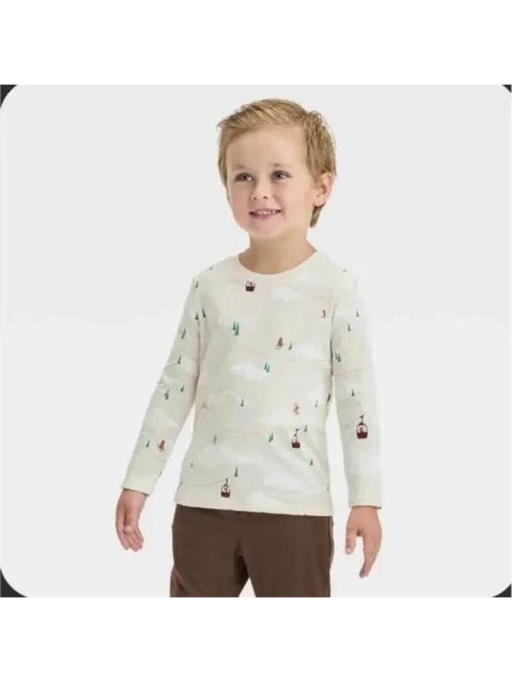 Cat & Jack NWT Toddler Boys' Long Sleeve Gondola T-Shirt Beige 2T